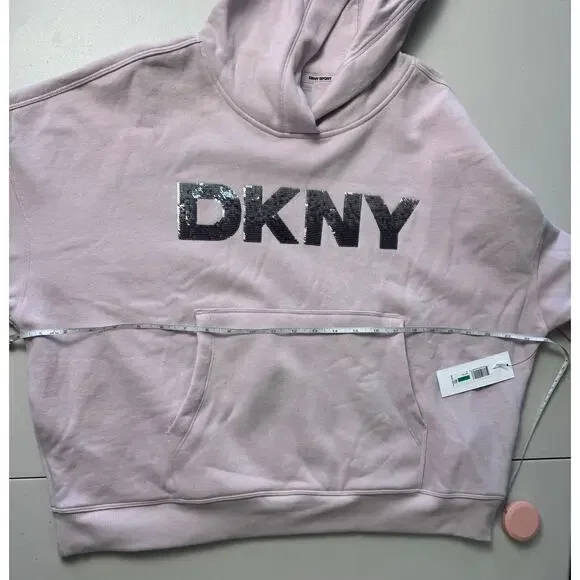 DKNY Sport Women's Sequin Pullover Fleece Hoodie ALLURE NWT SIZE L - Picture 11 of 12